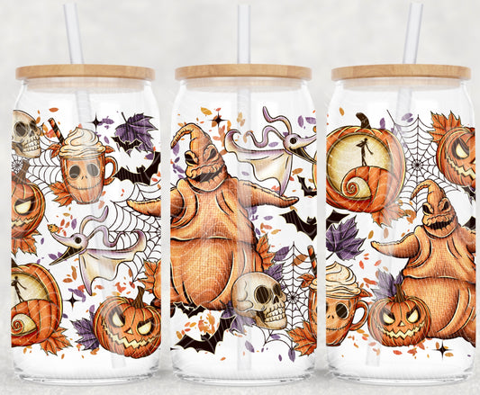 Fall Oogie 16 oz Glass Can Wrap