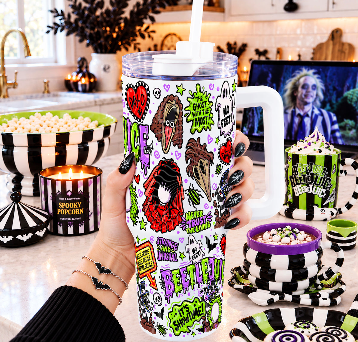 Beetle Juice Doodle 40 oz Tumbler Prints