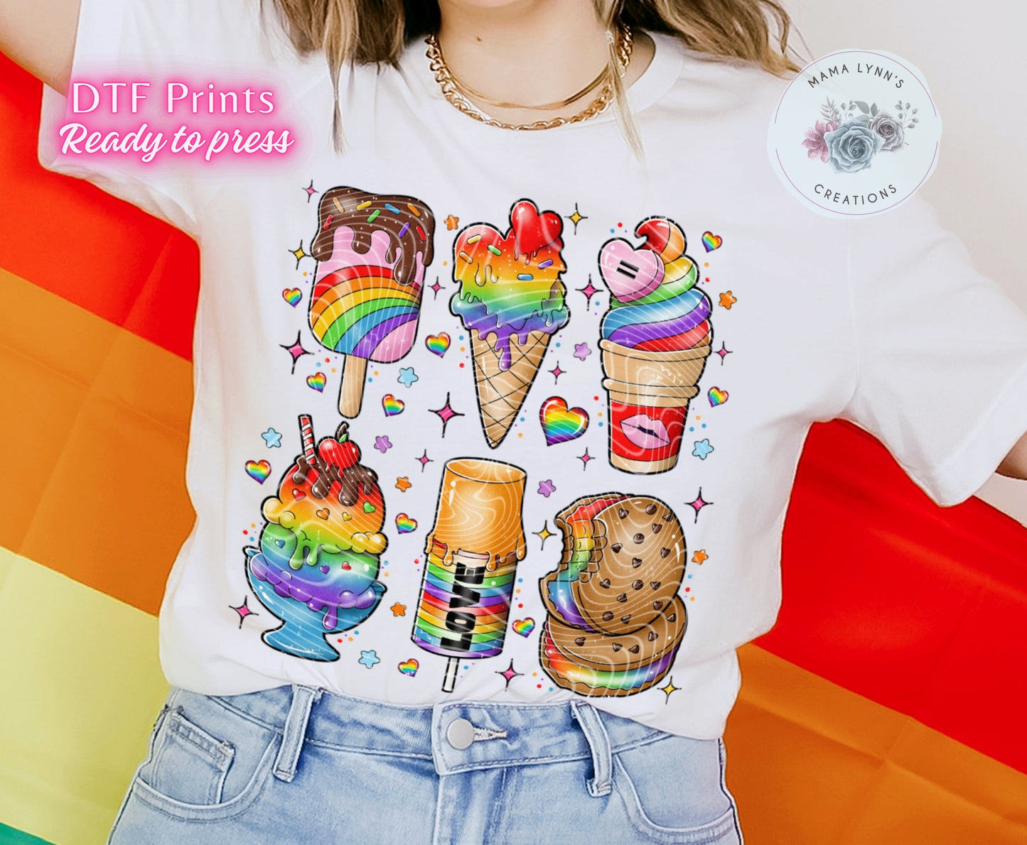 Rainbow Pride Popsicles DTF Print