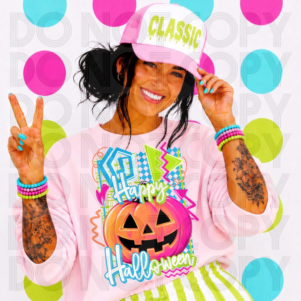 Retro Happy Halloween Pumpkin DTF Print