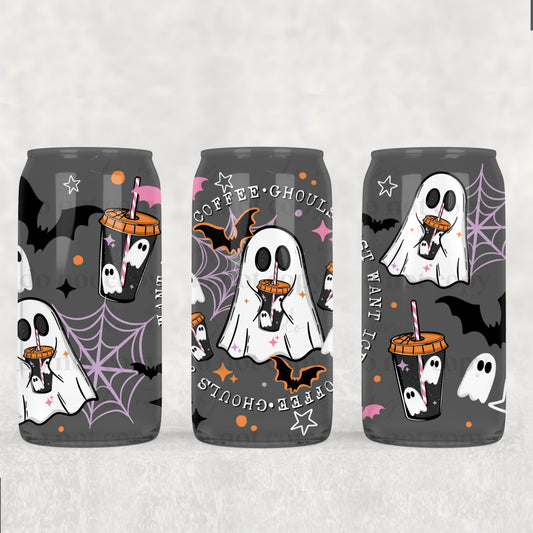Ghouls Iced Coffee 16 oz Glass Wrap