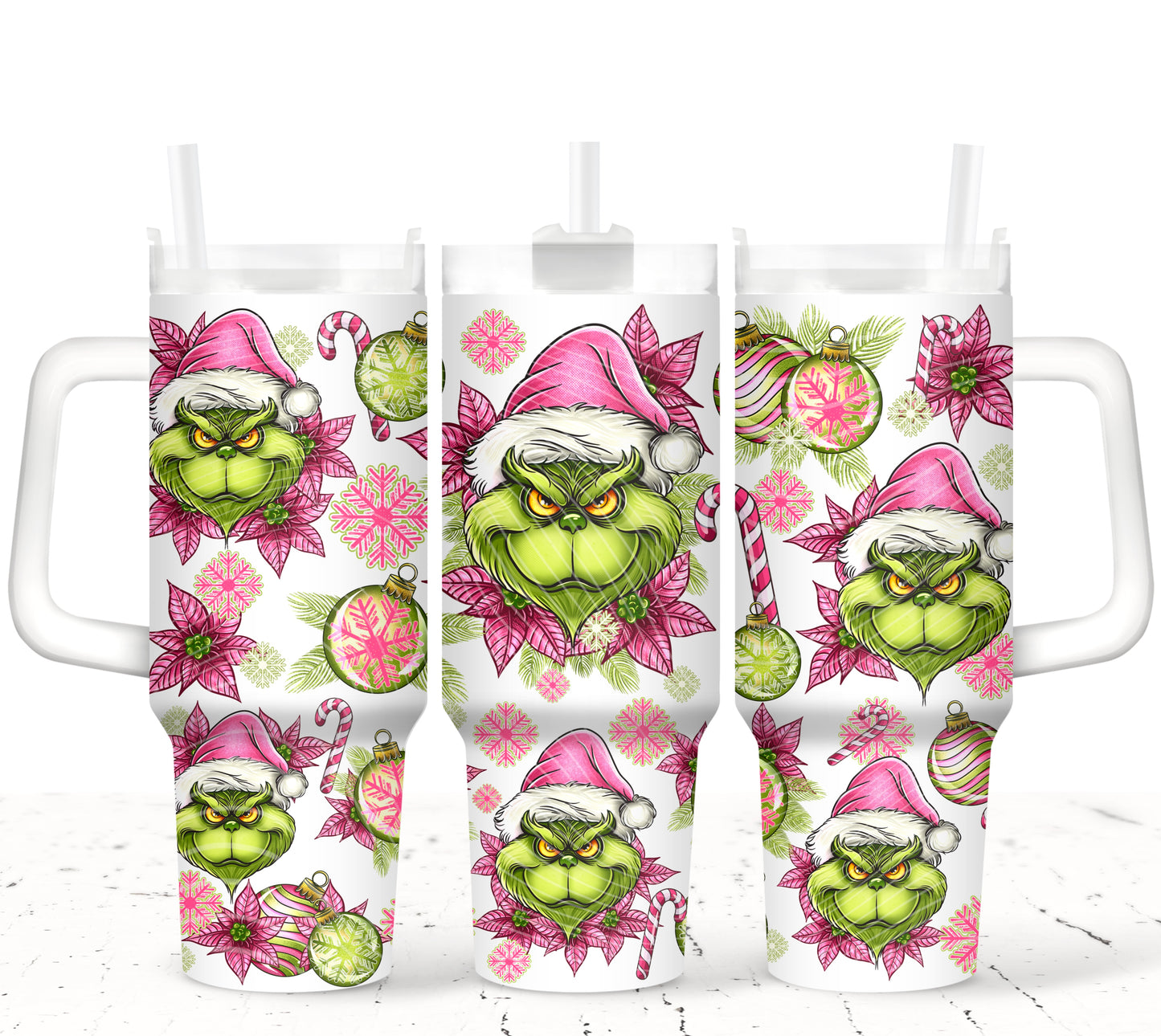 Pink Grinch 40 oz Tumbler Prints