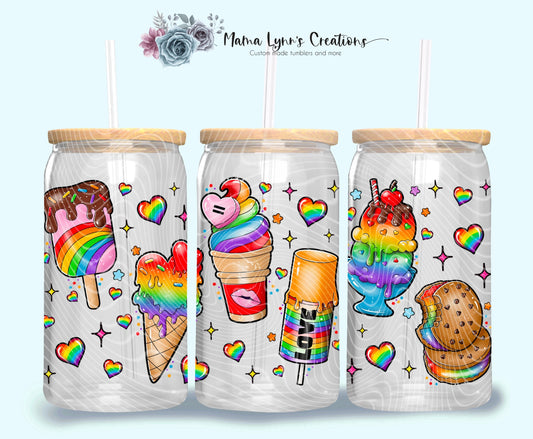 Pride Ice Cream 16 oz Glass Can Wrap