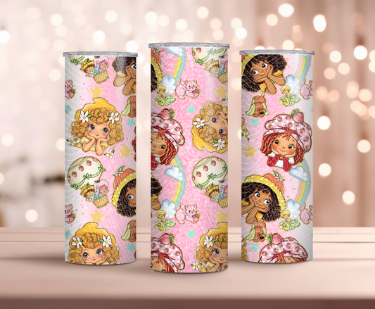 Polaroids Strawberry Friends Scattered Tumbler Wrap