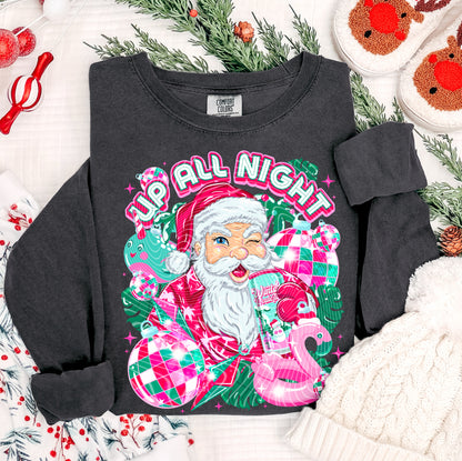 Up All Night Santa DTF Prints