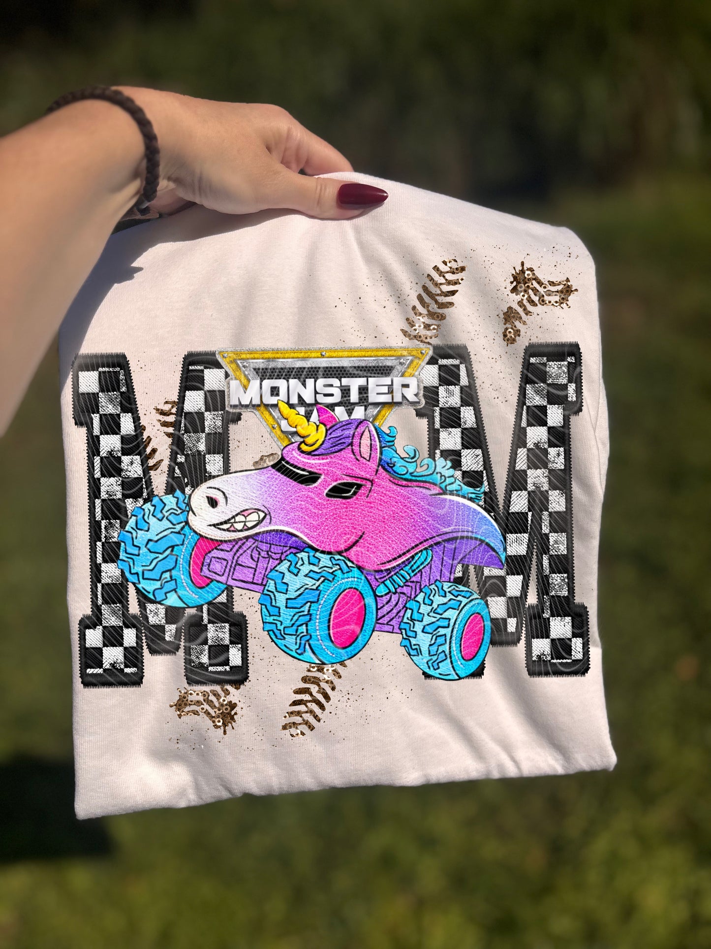 MJ Sparkle Smash Mom Faux Embroidery DTF Prints