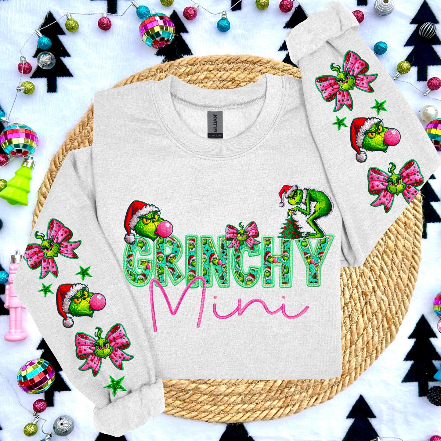 Grinchy Collection Faux Embroidery DTF Print