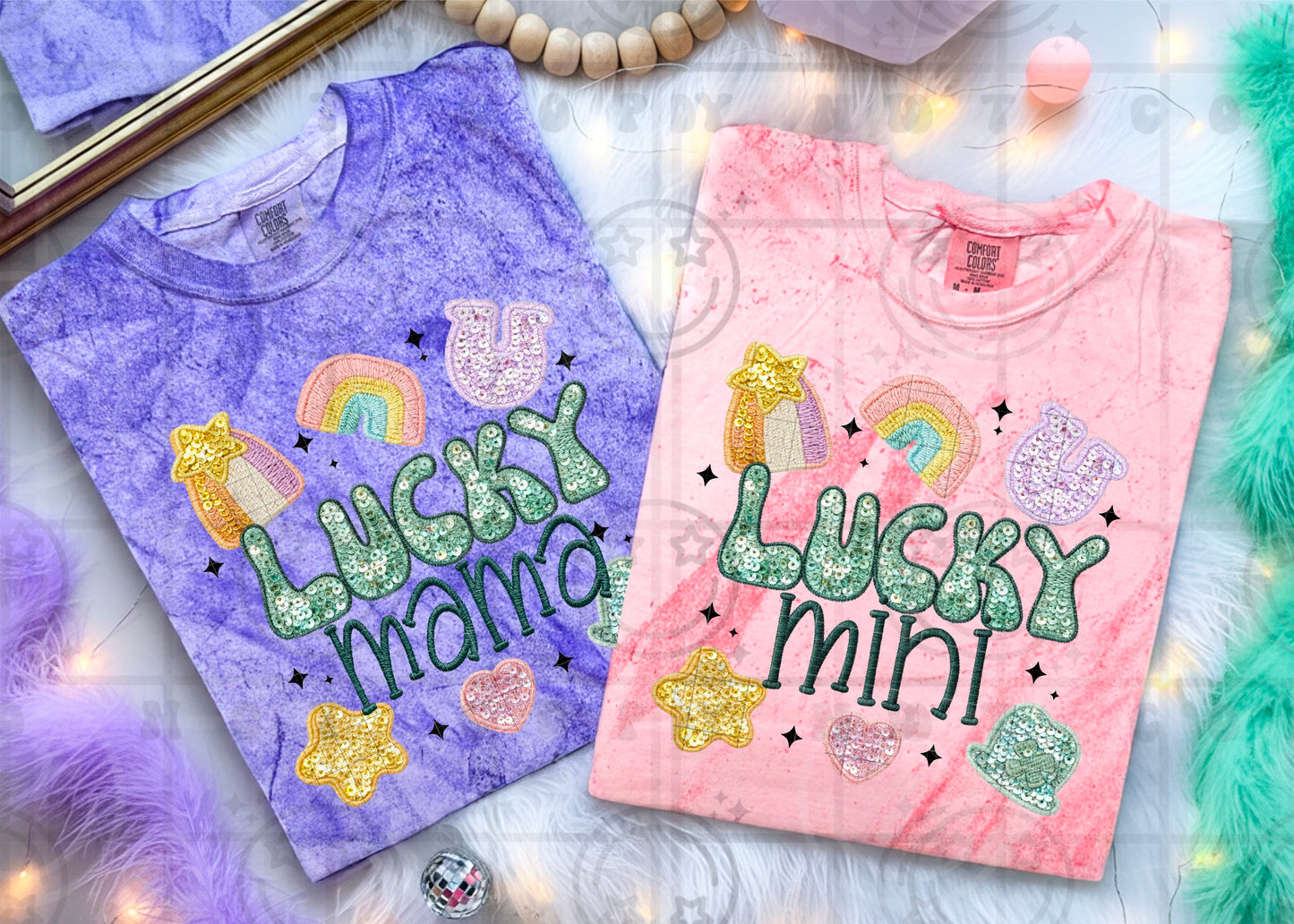 Lucky Mini / Mama Faux Embroidery DTF Prints