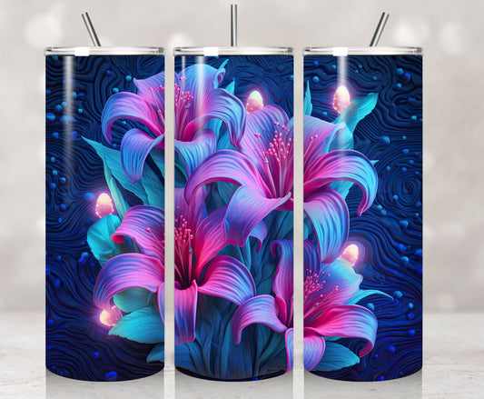 3D Neon Hibiscus