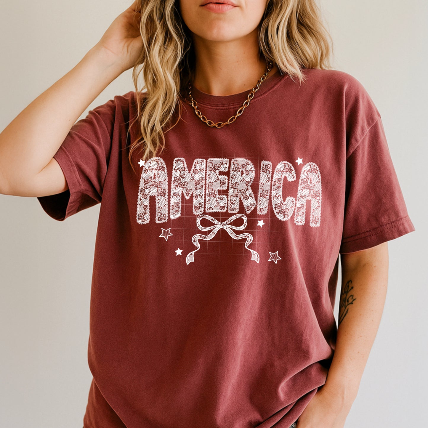 America White Lace DTF Print