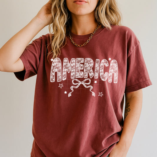 America White Lace DTF Print