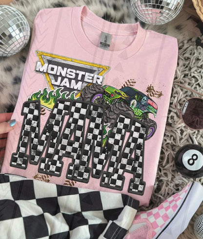 MJ Grave Digger Mama (no Bows) Faux Embroidery DTF Prints