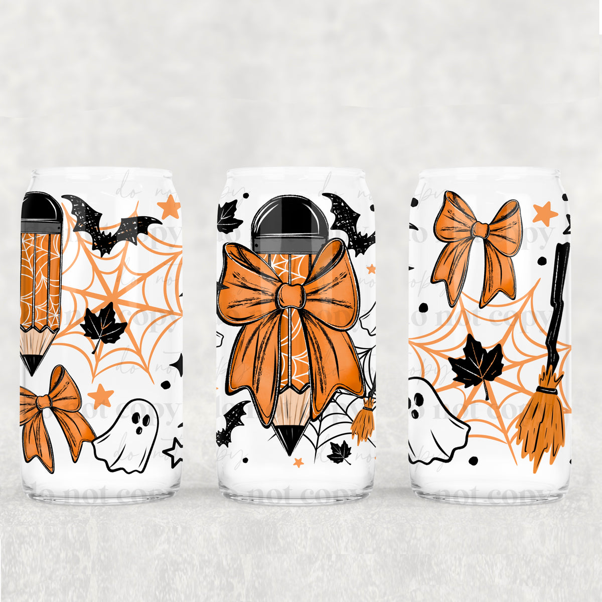 Spooky Pencil 16 oz Glass Wrap