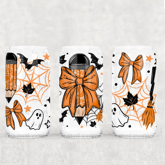 Spooky Pencil 16 oz Glass Wrap