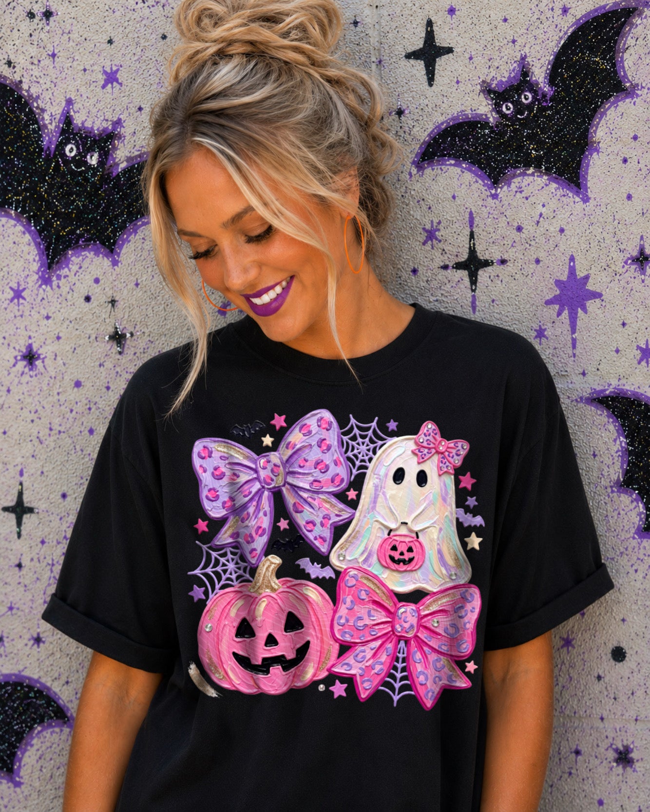 Purple & Pink Ghost Collage (Realistic Paint) DTF Print