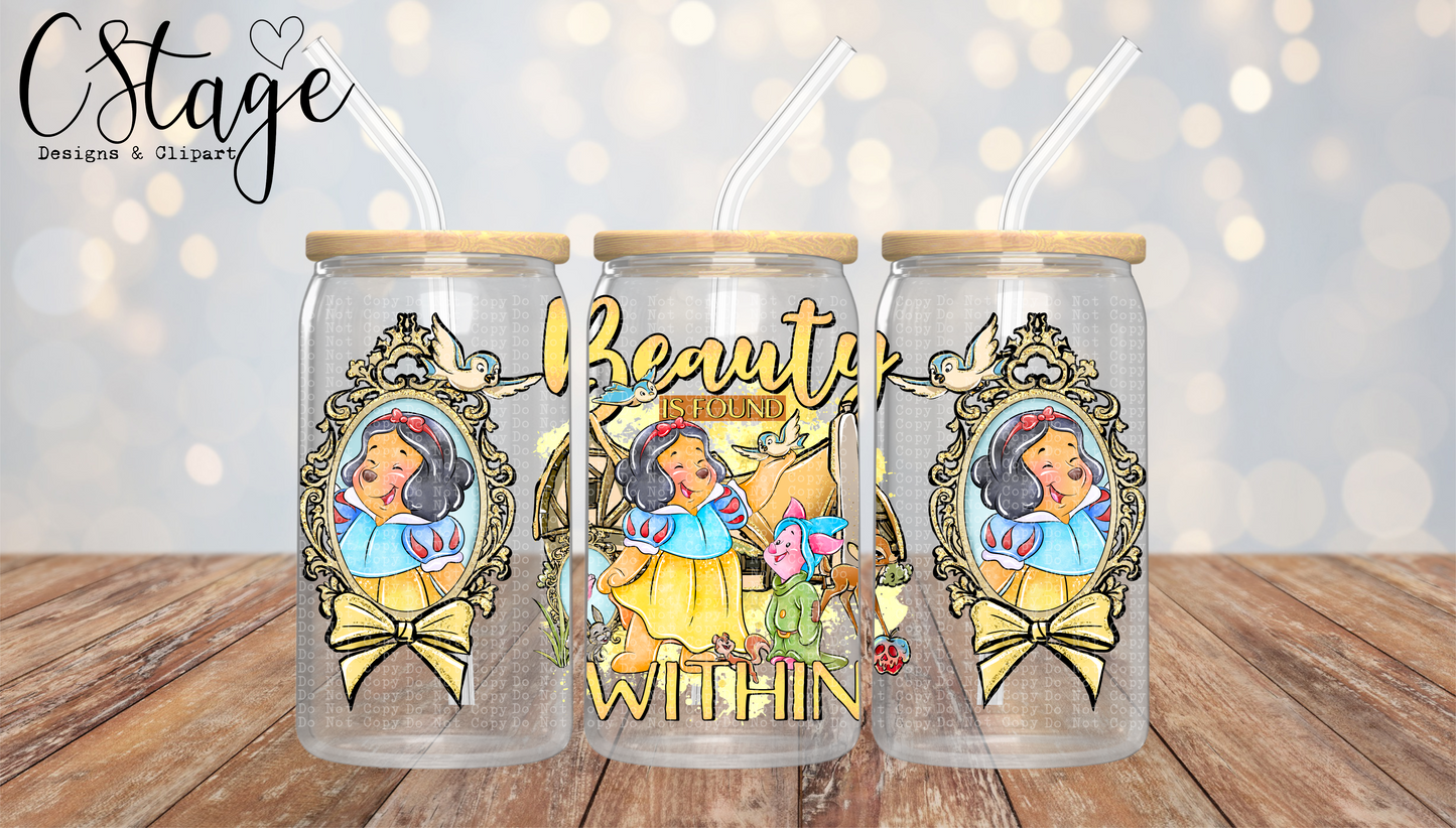 Beauty Is Found Within 16 oz Glass Can Wraps