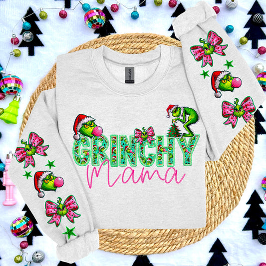 Grinchy Collection Faux Embroidery DTF Print