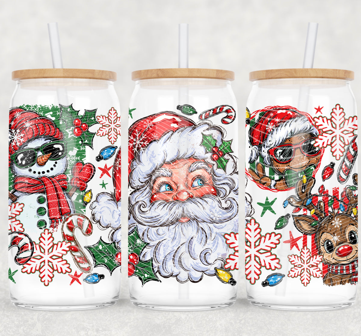 Christmas Collage 16 oz Glass Wrap