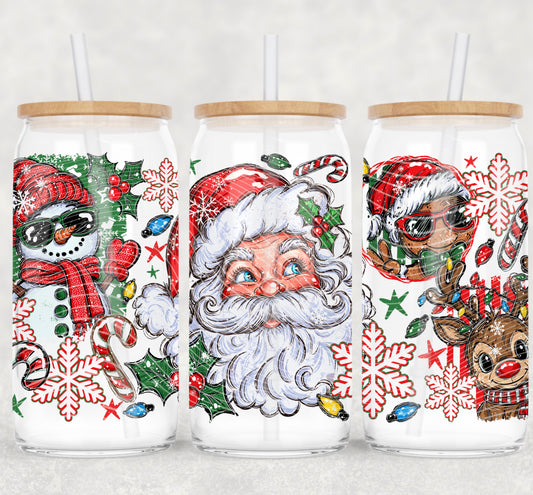 Christmas Collage 16 oz Glass Wrap