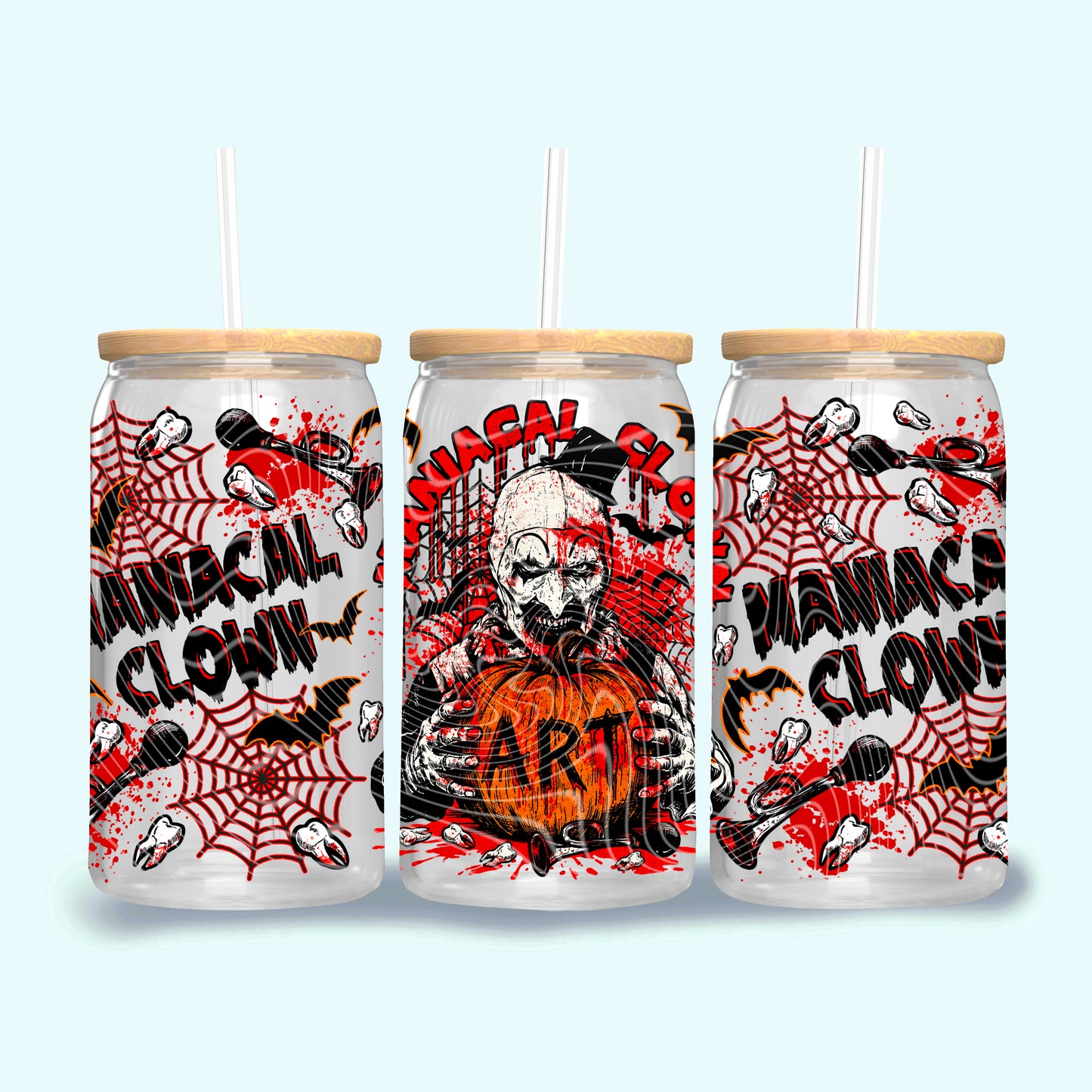 Maniacal Clown 16 oz Glass Wrap