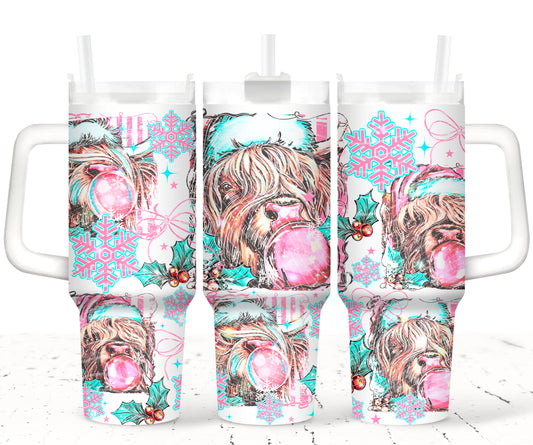 Christmas Cow Selfie 40 oz Tumbler Print