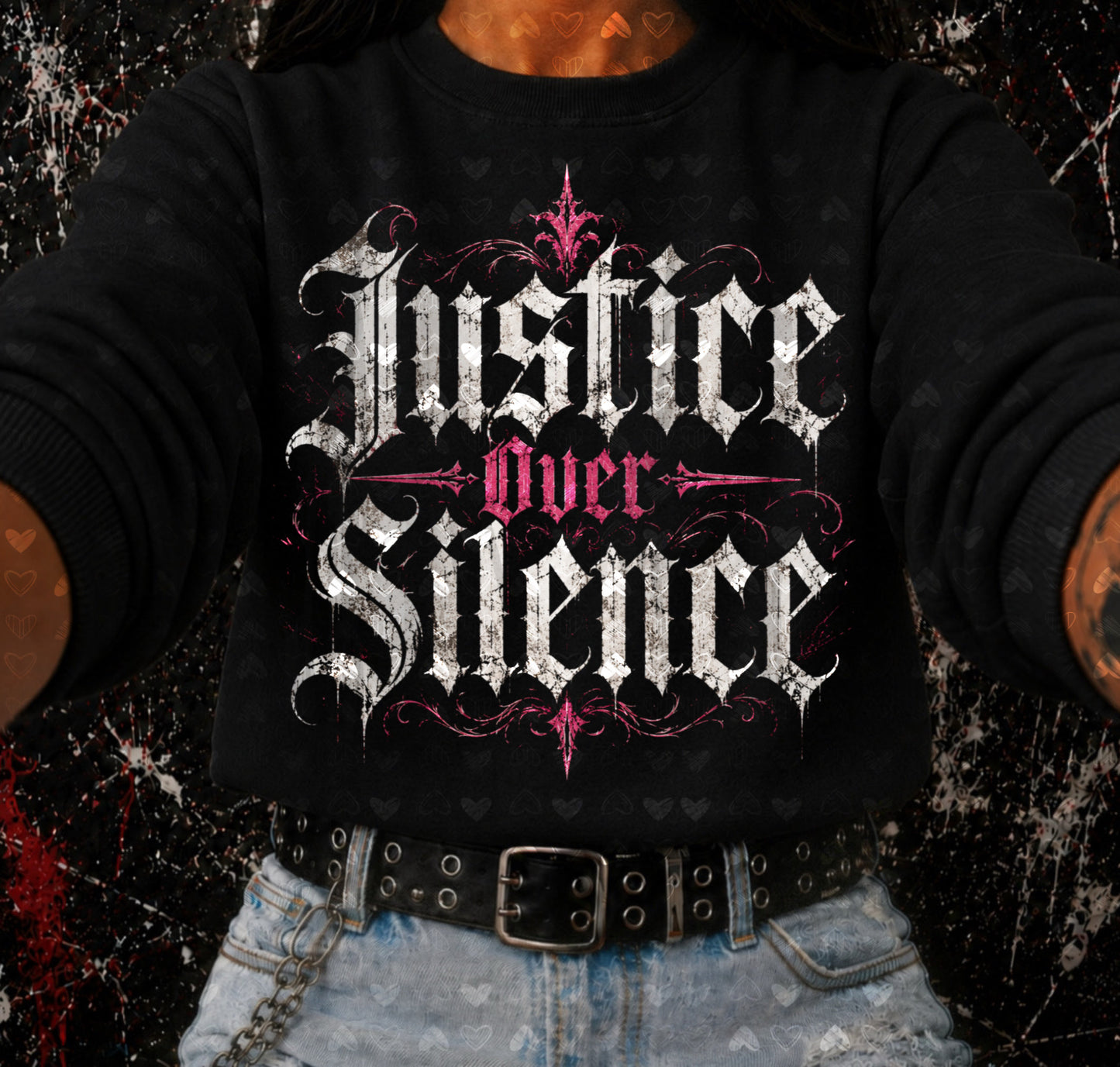 Justice Over Silence (Halftone For Black Fabric Only) DTF Print