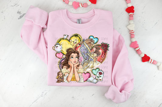 Beauty Princess Valentine Hearts DTF Prints