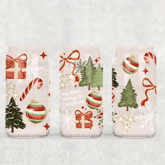 My Heart Belongs To Christmas 16 oz Glass Wraps