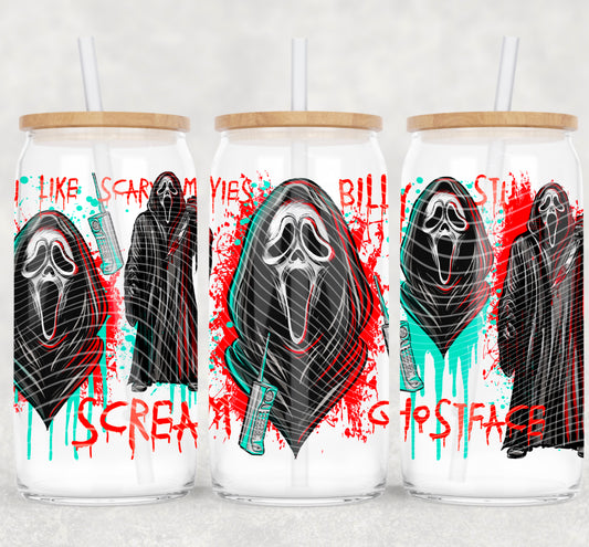 Horror Scream 16 oz Glass Can Wraps
