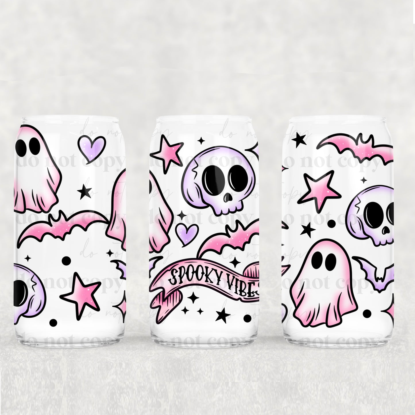 Pastel Spooky Vibes 16 oz Glass Wraps