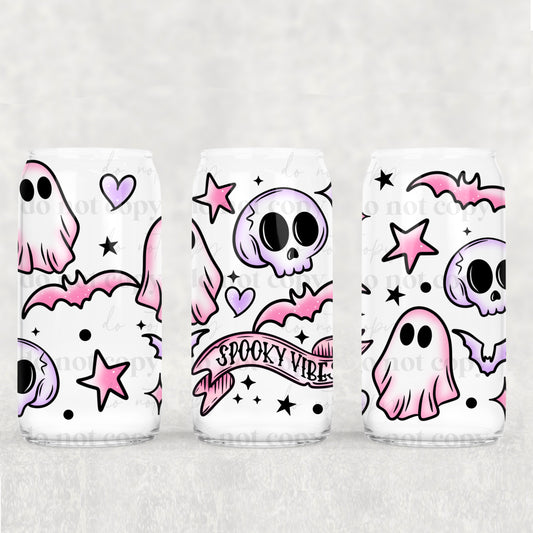 Pastel Spooky Vibes 16 oz Glass Wraps