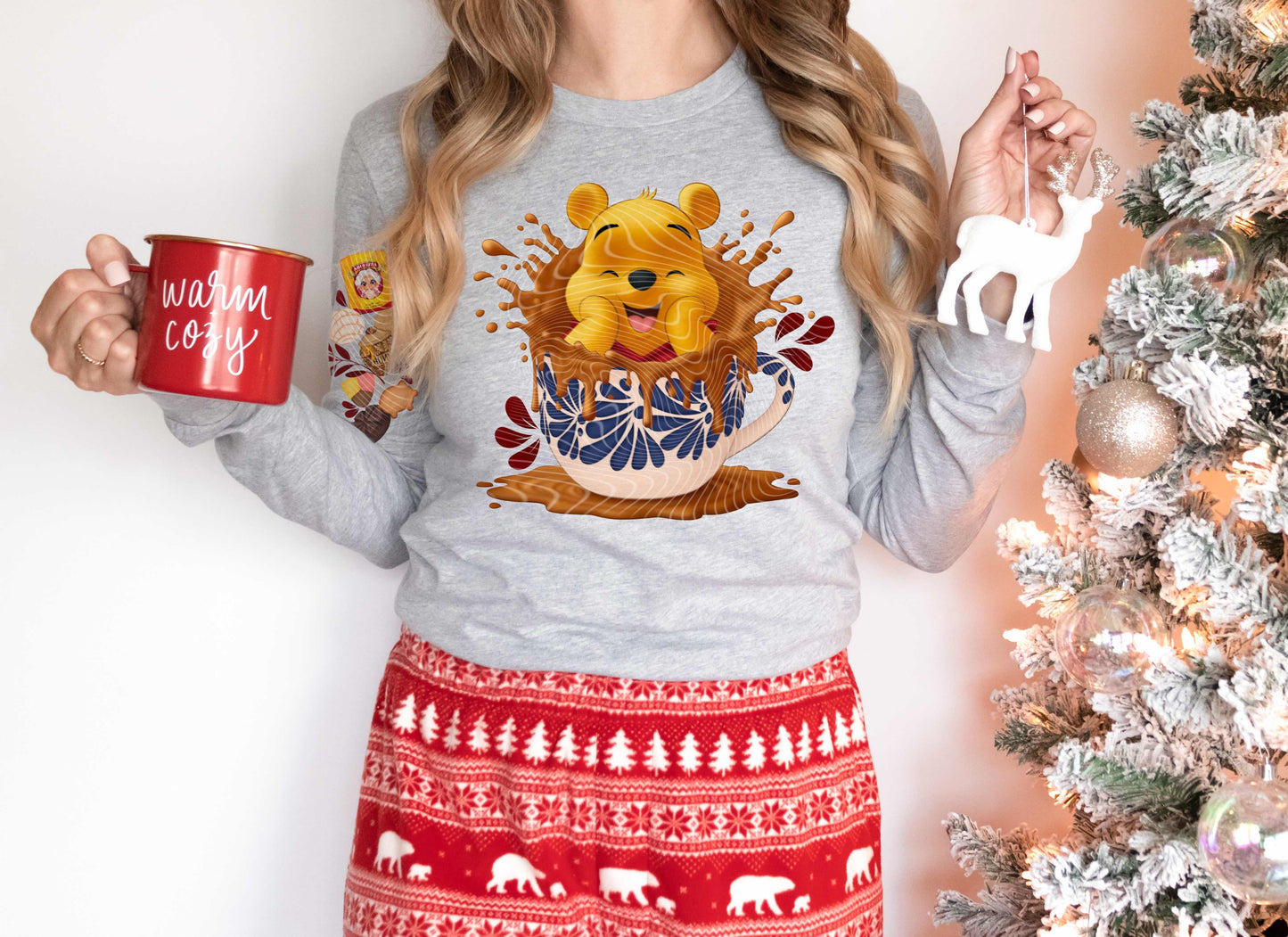Christmas Cafecito Cup Bear DTF Print