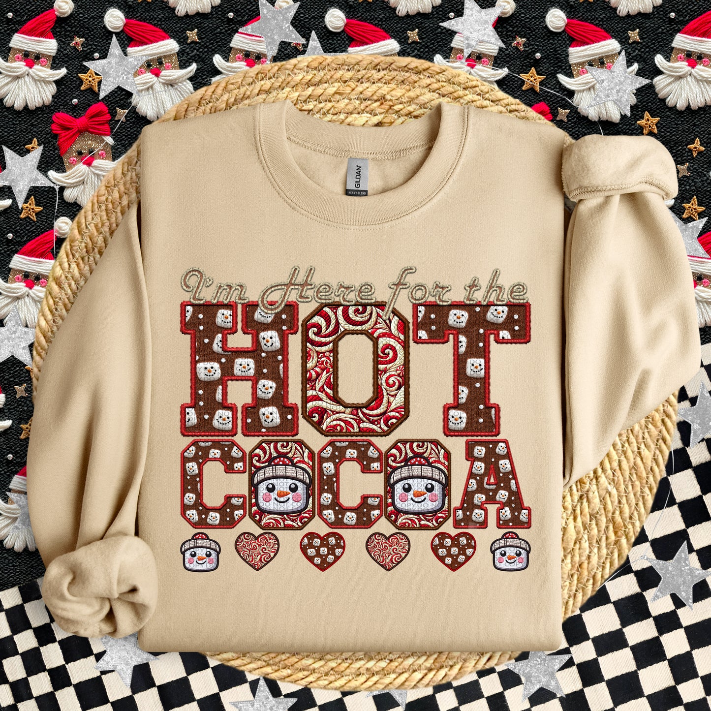 I’m Here For The Hot Cocoa Faux Embroidery DTF Print