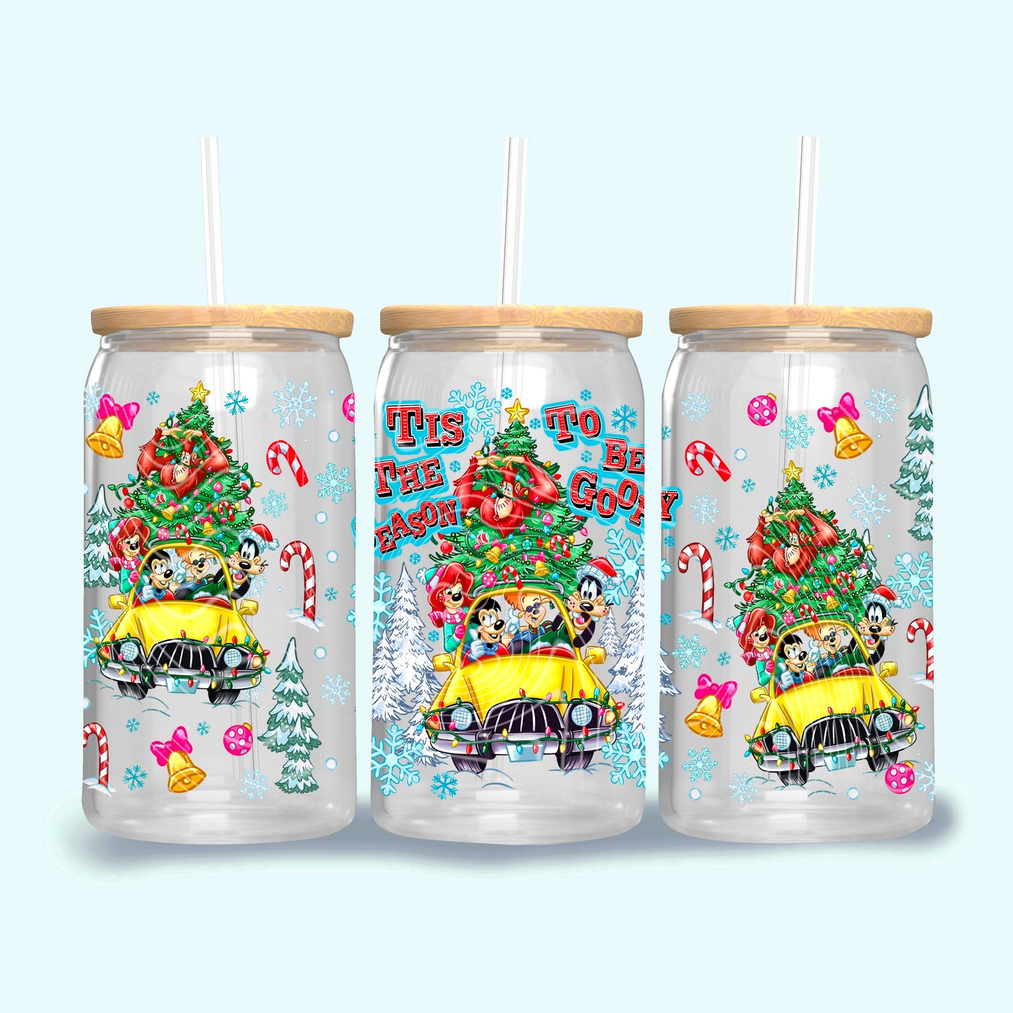 Tis The Season To Be Goofy 16 oz Glass Wraps
