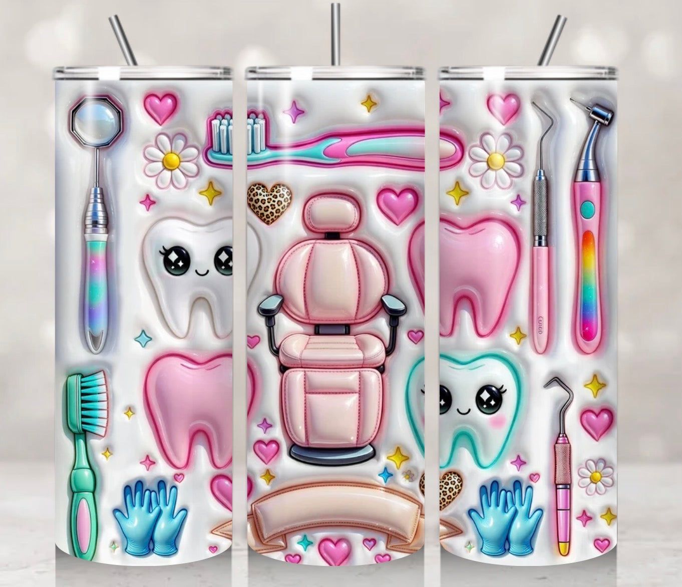 Cute Dental Collage Tumbler Wrap
