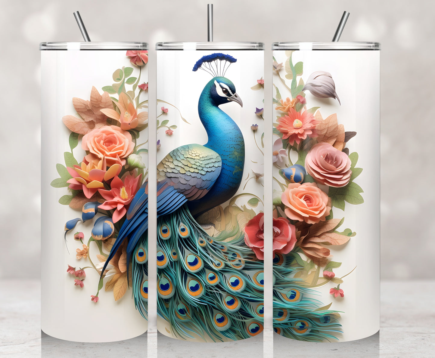 3D Floral Peacock