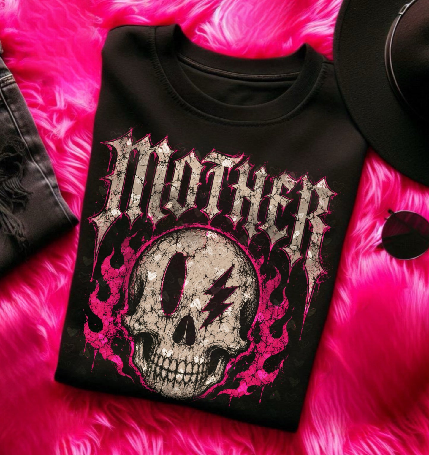 Mother Skull (Halftone for Black Fabric Only) DTF Print