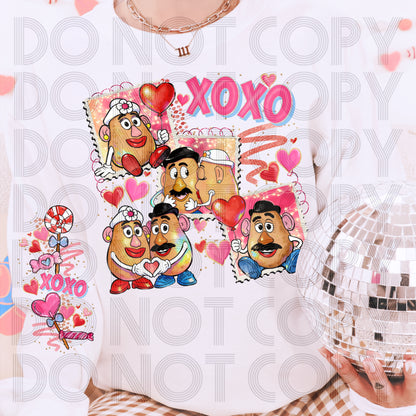 XOXO Potato Couple Stamps DTF Prints