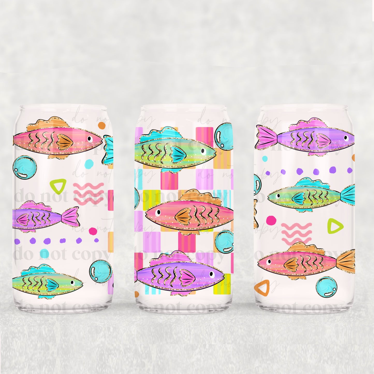 Colorful Fish 16 oz Glass Wrap