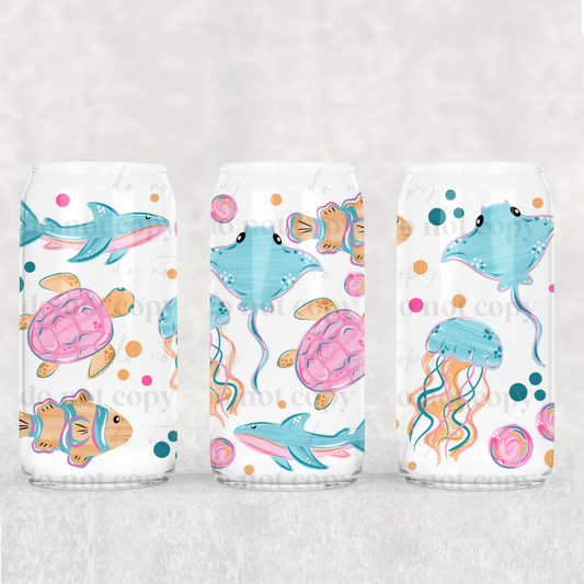Sea Animals 16 oz Glass Wrap