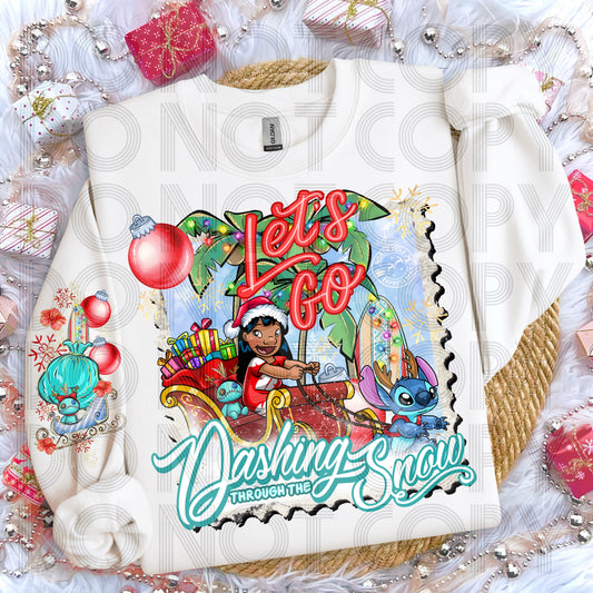 Dashing Through The Snow (Stitch) DTF Print