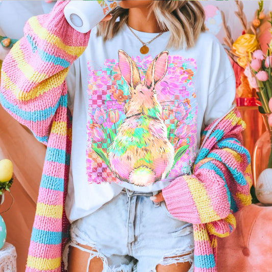 Watercolor Bunny Back DTF Prints
