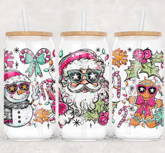 Doodle Santa 16 oz Glass Wraps