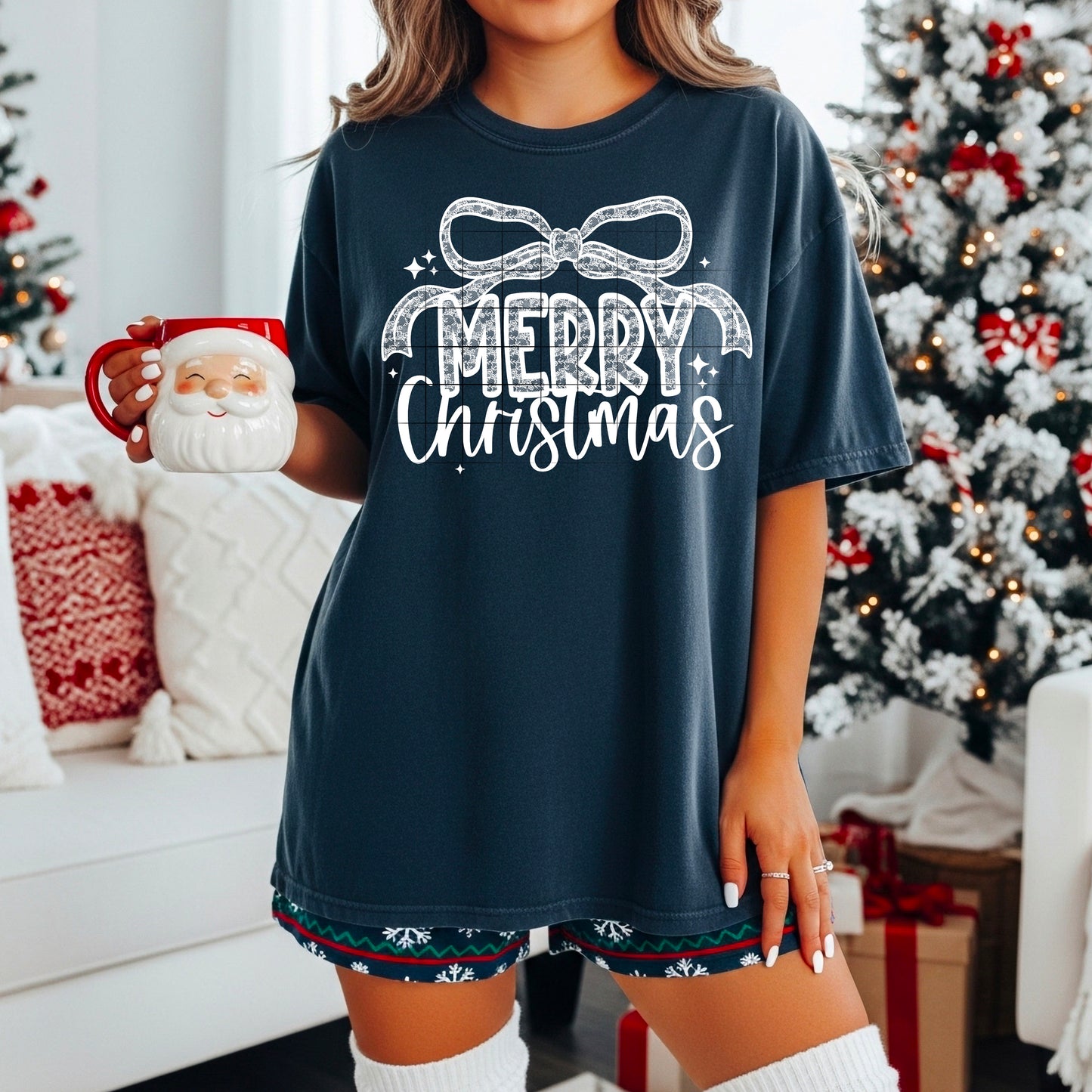 Merry Christmas Lace Design DTF Prints