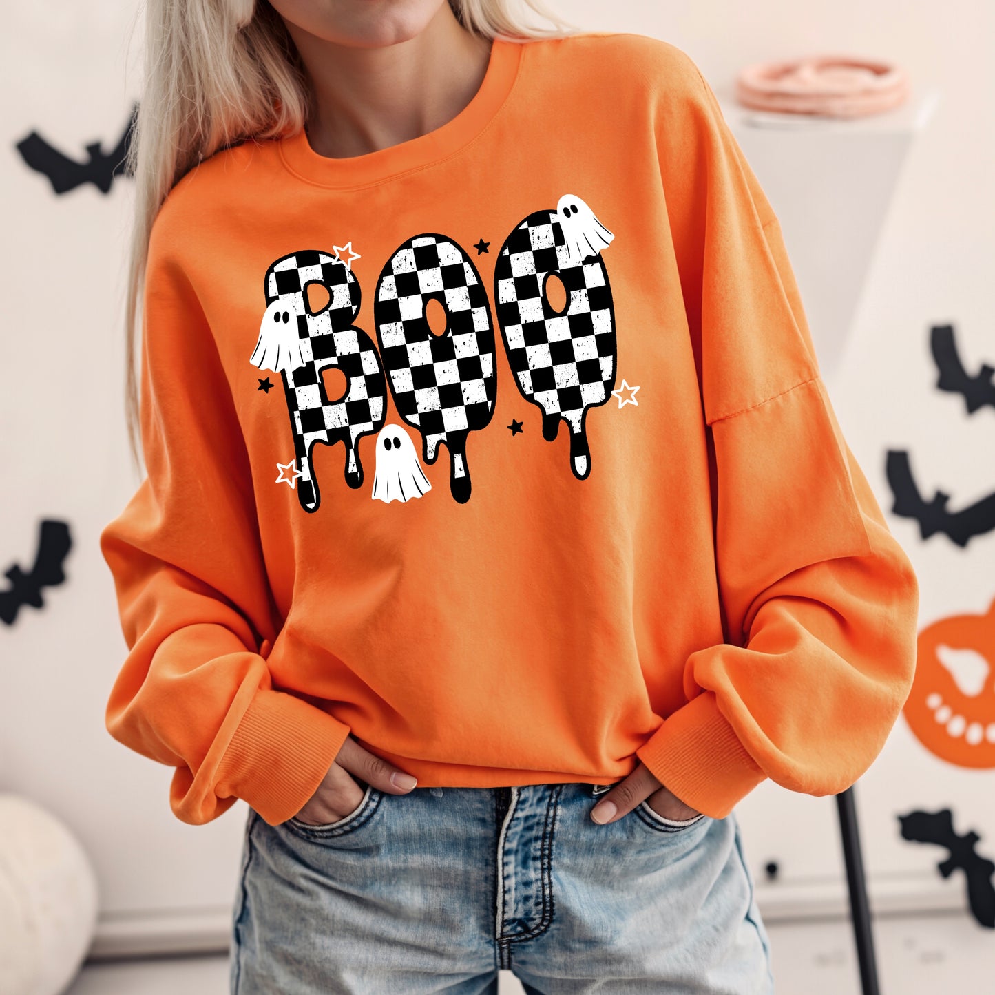 Boo Checker Drip DTF Print