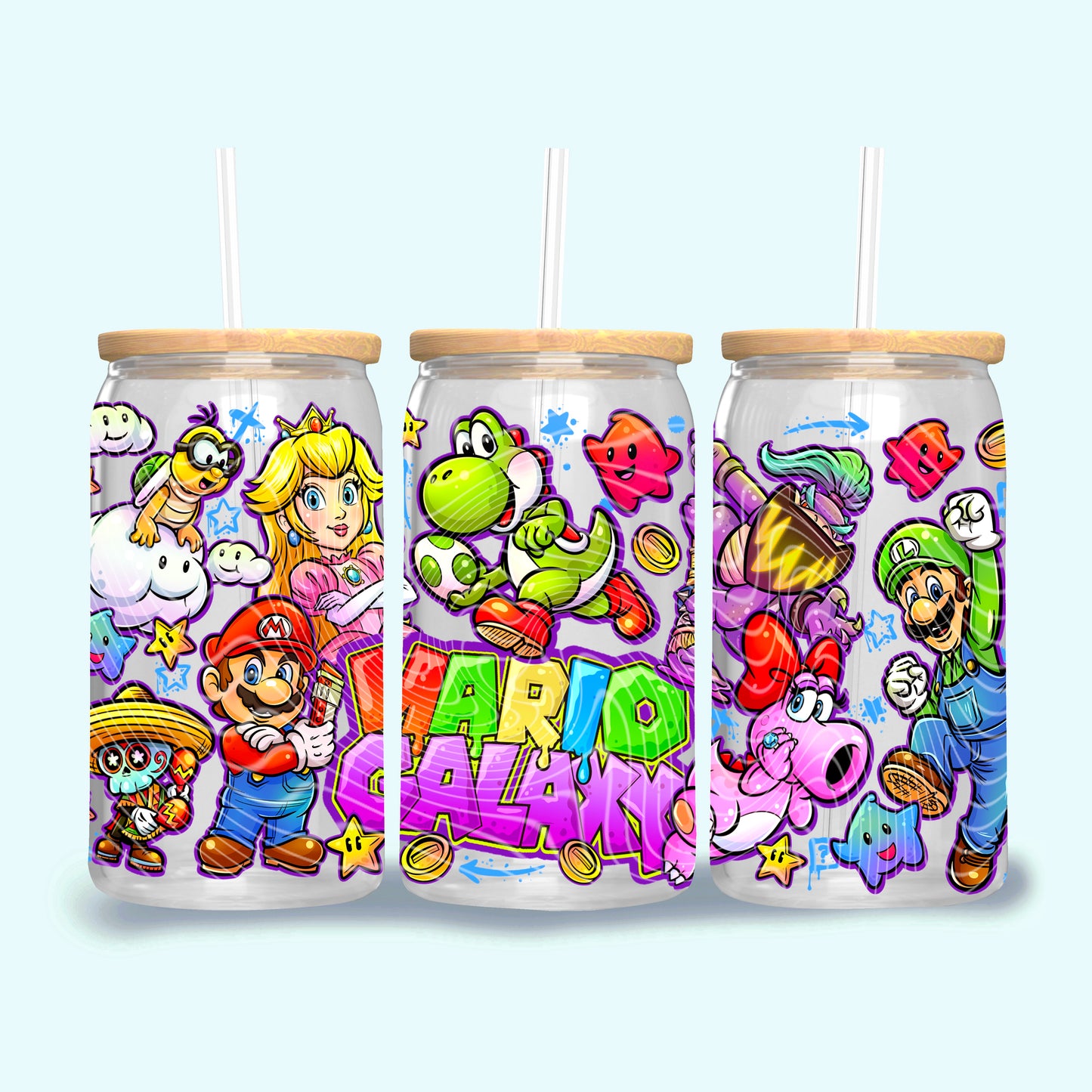 Mario Galaxy 16 oz Glass Wraps