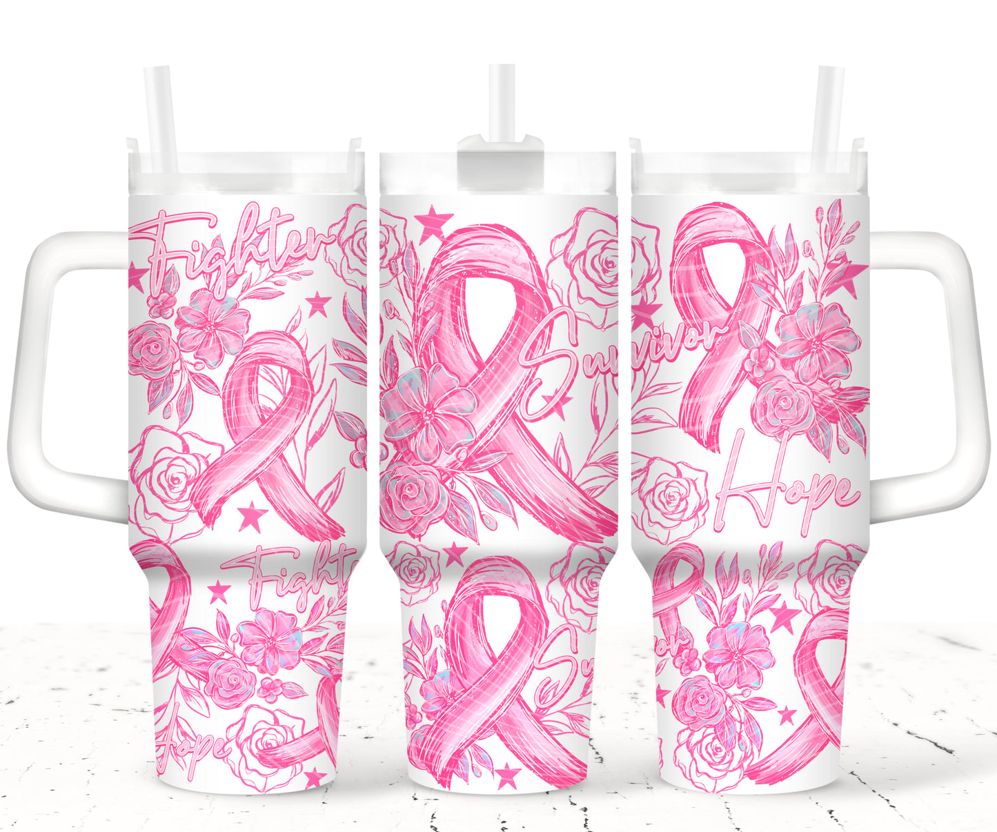 Breast Cancer Fighter Survivor Hope 40 oz Tumbler Print