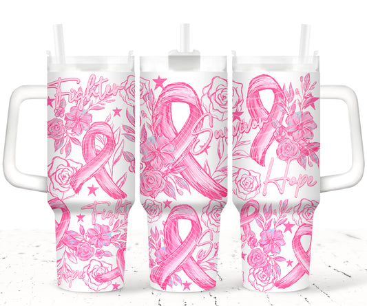 Breast Cancer Fighter Survivor Hope 40 oz Tumbler Print