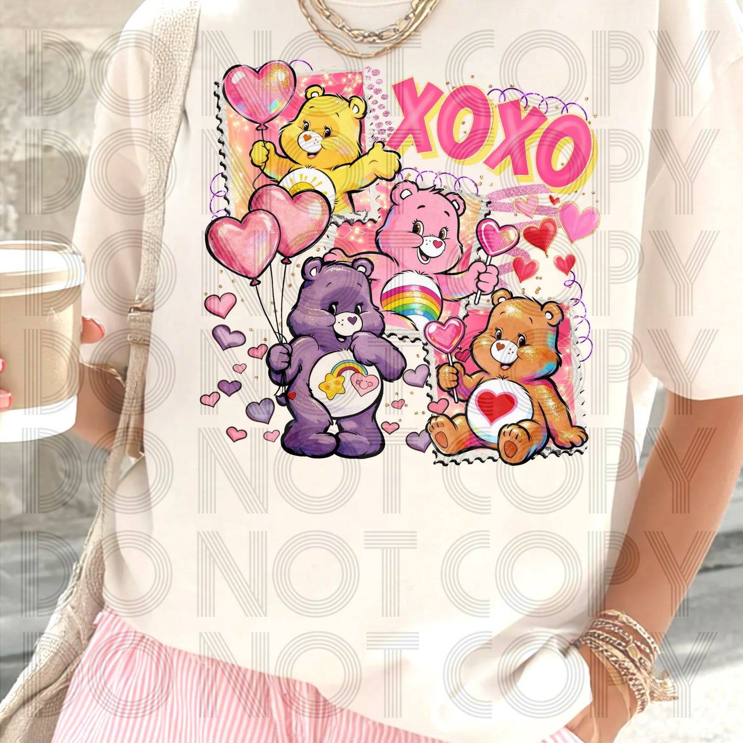 XOXO Bear Valentine Stamps DTF Prints