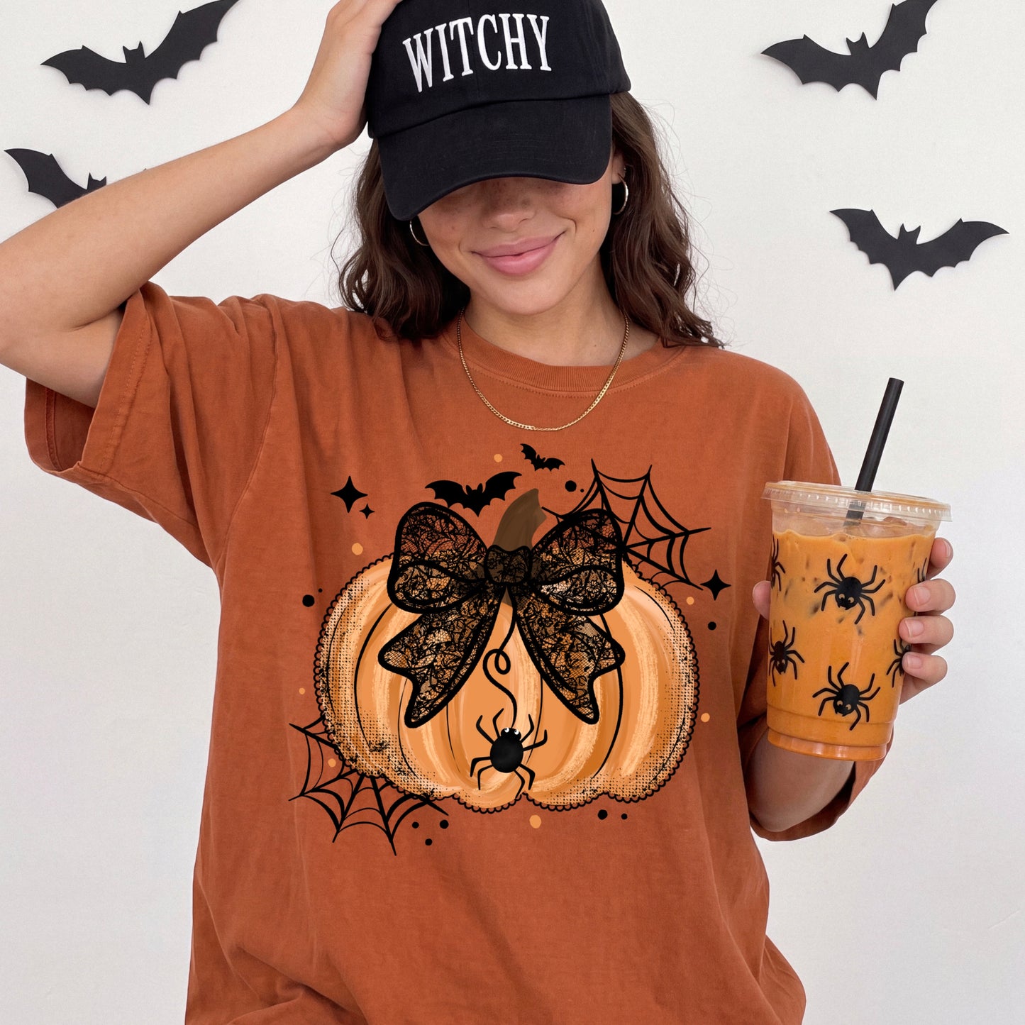 Lace Bow Pumpkin DTF Print